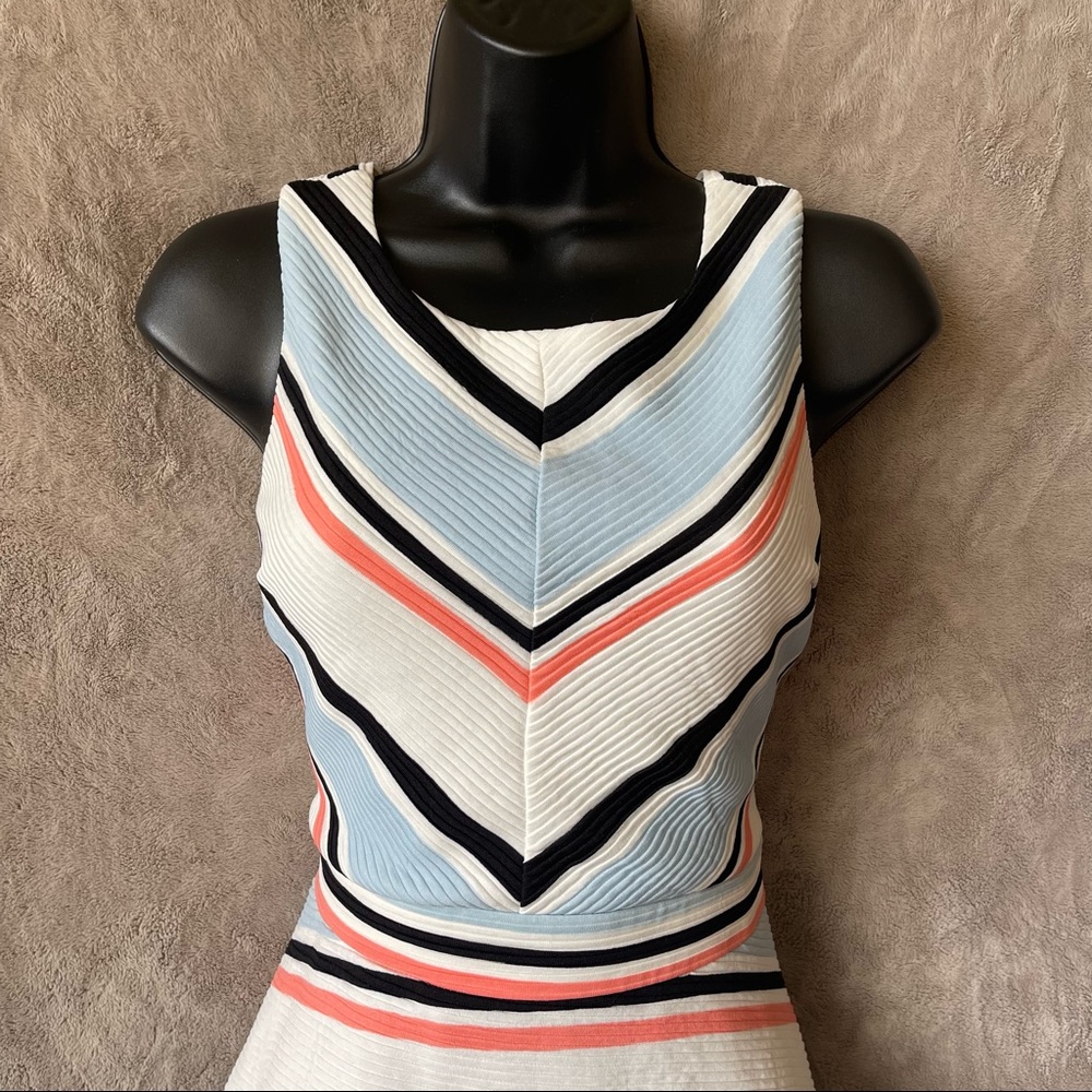 White Striped A Line Dress - Picture 2 of 10